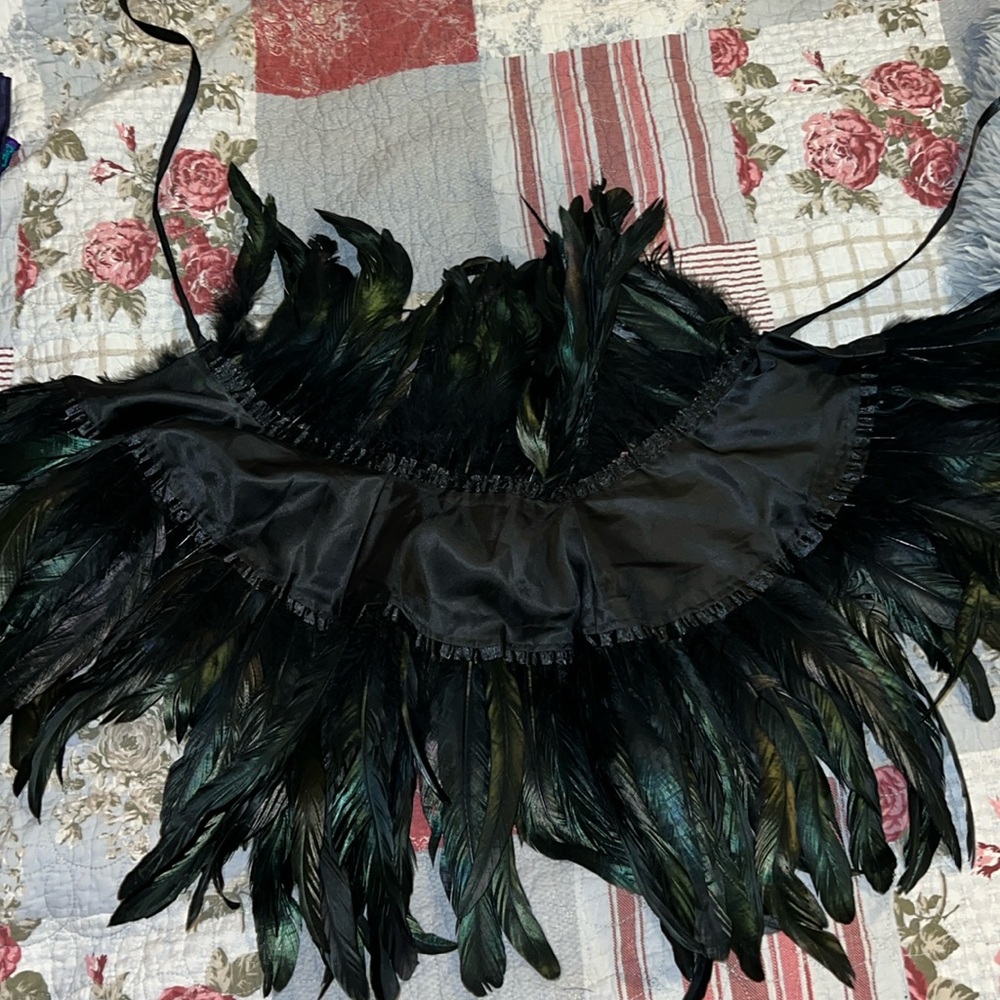 Feather bodice wrap Halloween costume